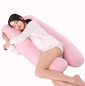 Daksh Full Body Pregnancy Pillow - U Shaped Pillow/Body Pillow/Lumbar Pillow/Maternity Pillow with 100% Cotton Zippered Cover for Pregnant Women -Pink