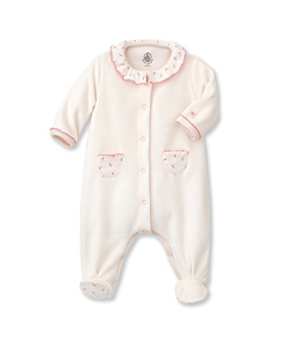Petit Bateau Baby Girls Round Collar Long Sleeve Footies, Pink (rosella), 86