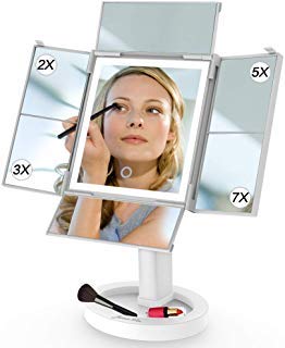 JamieWIN Vanity Lighted Makeup Mirror with 38 Led Lights and Cosmetic Organizer 360 Rotation 1 Years Warranty