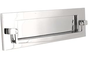 INFINITY DECOR 10" or 12" Victorian Solid Brass Traditional Sprung Letter Plate with Door Knocker - Polished Chrome (10" x 3" Postal Knocker Plate)