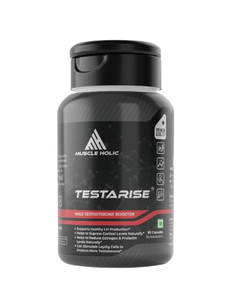 Muscleholic Testarise Male Testosterone Booster Supplement | Natural Blend with KSM66, Shilajit & Zinc | Boosts Energy, Stami