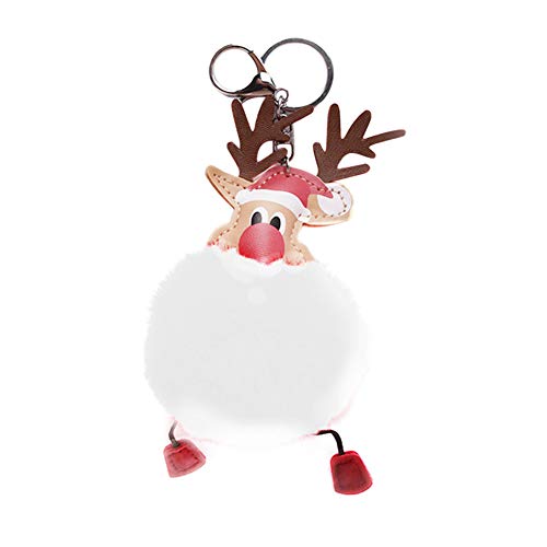 Da.Wa Carino Capelli Palla di Natale Elk Portachiavi con Bambini Cartoon Keychain Girl Boy Children Craft Gift, Lega, Style#1
