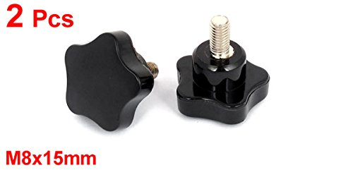 2Stk.40mm Sterngriff Sterngriffschraube M8x15mm Außengewinde Klemmknopf schwarz - 2