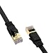 Produktbild Nicolarisin 10 Gigabit Ethernet Ultra Flaches Patchkabel, 4 stücke 1 Mt Cat7 Ethernet Flaches Patchkabel LAN Netzwerk RJ45 Patchkabel Kabel Für PC Laptop 10 Gbps (Schwarz)