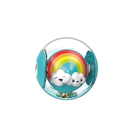Fisher Price Ma Balle Arc en Ciel motifs soleil et nuages jouet bb faire rouler rempli de petites perles colores ds 9 mois GJF68
