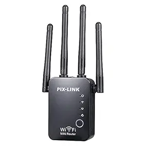 Layfuz WiFi/Router/AP Wireless Range Extender Signal Amplifier 300M s for Home Office with Four Antennas Black EU Plug