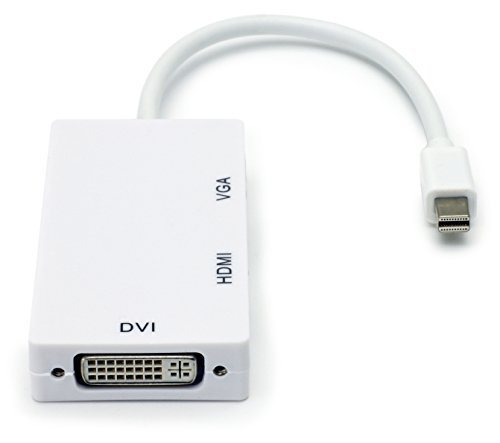 MyGadget 3 in 1 Adapter Mini Display Port (DP) auf HDMI VGA DVI Konverter Kabel für Apple Macbook Air, Pro, Mini, iMac, Mac mini, Microsoft Surface Pro, Lenovo Thinkpad X1 in Weiß - 5