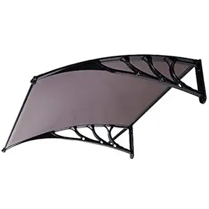 VIVOHOME Polycarbonate Window Door Awning Canopy Brown with Black Bracket 40 Inch x 40 Inch