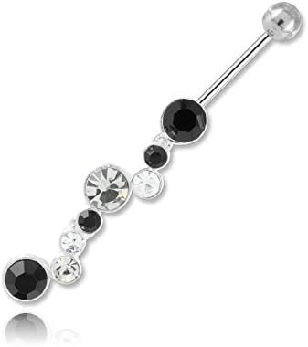Banana Belly Bar Steel Bangle Greystones – 10 mm/Bar Thickness 1.6 mm/Length Int, Ball 5 mm
