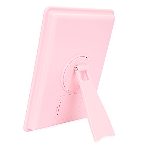 LED Beleuchtete Makeup Spiegel, Touch Screen Beleuchten Eitelkeitsspiegel mit Dimmbar 16 LED und Stütze, Kosmetische Arbeitsplatte Tischspiegel für Dressing, Rasieren (Rosa) - 2