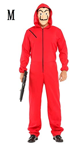 KRAZY TOYS Disfraz de La casa de Papel Ladrón - Disfraces Carnaval Halloween Adulto. Incluye un Traje con Capucha y una Dali máscara (S/M)