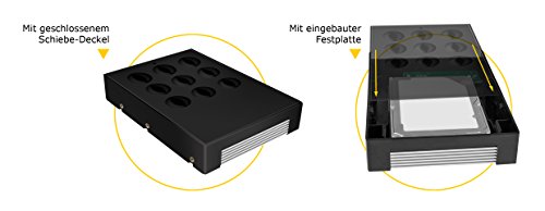 Icy Box IB-2535StS Konverter/Festplattenadapter 2,5″ (6,35 cm) auf 3,5″ (8,9 cm) für SATA HDD/SSD, SATA III, Aluminium-Kühlkörper, silber/schwarz - 5