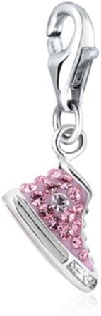 Pink Sneaker Clip Charm .925 Sterling Silver clip on Charm for Charm Bracelets with Swarovski Crystal Elements