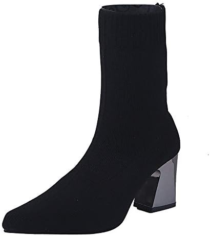 Boots Sunday77 Warm Ankle Solid Stretch Pointed Toe Retro Wedges Ladies Winter Adults Comfort Casual Shoes Boots for Women Beige
