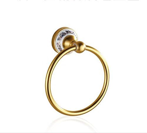 XYQX Gold Aluminum Blue And White Porcelain Towel Ring Ceramic Base Wall-mounted Bathroom Hardware Pendant