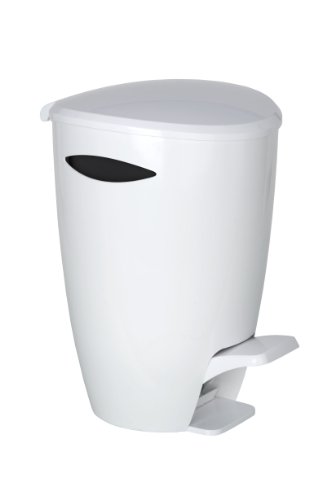 WENKO 20347100 Kosmetik Treteimer Paradise White-Black, Fassungsvermögen 5 L, Kunststoff - ABS, 25 x 29 x 20.5 cm, Weiß