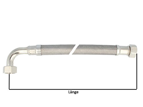 tecuro flex. Panzerschlauch IG x IG mit Bogen 90° – für Sanitär & Heizung (1/2 Zoll (DN 13) x 1000 mm) - 2