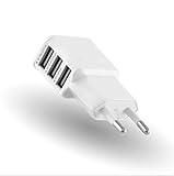 Adaptador de corriente USB para Smartphone Tablet triple toma de pared 3 puertos corriente AC cargador blanco (5 V-2 A) universal Input: 100 - 240 V 50/60Hz Output: 5 V - -- 2 a