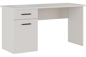 Acomoda Textil - Mesa de Estudio con 1 Cajón y 1 Puerta 120x49,5x72 cm. Escritorio Funcional Diseño Moderno, Espacioso y Resistente para Oficina, Dormitorio o Estudio. (Beige)