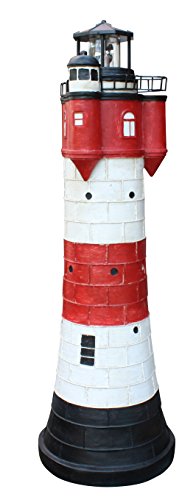 Leuchtturm Roter Sand mit Solar Beleuchtung Rundum Leuchtfeuer 80cm Maritime Deko - 2