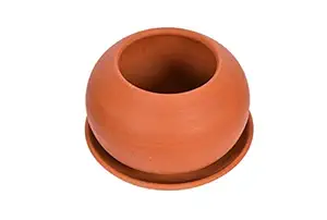 Village Decor Terracotta/Clay Apple Shape Planter with Bottom Tray