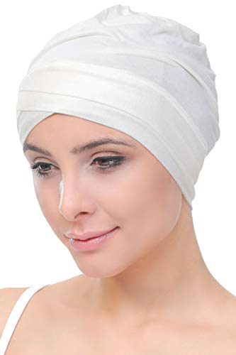 Deresina W gorro de algodón para la quimioterapia, la pérdida de cabello (Crema)
