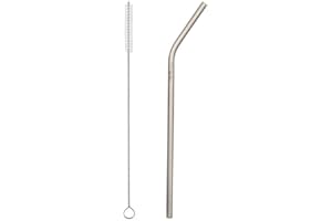 TiTo Titanium Metal Straw Reusable Drinking Straws with Cleaning Brush for Smoothie, Milkshake, Cocktail and Hot Drinks (1 Bent)
