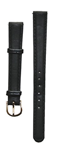 Preisvergleich Produktbild Uhrenarmband Damen Leder 12 mm mit 2 Federstegen Schwarz (0001)
