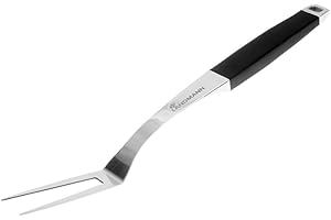 ‎LANDMANN LANDMANN Pure Grill-Gabel | Perfekt für Grillgut geeignet, wie Geflügel, Fleisch | Komfortabel durch eine ergonomisch optimierte Formgebung | Gummierter Griff für sichere Handhabung [Edelstahl]