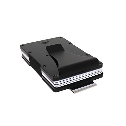 STEALTH Wallet RFID Card Holder - Minimalist NFC Blocking Compact Bank Card Holders with Gift Box - Slim Lightweight Wallets with Security (Carbon Fibre with Pull Cord Ejector and Money Clip)