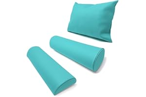Physiofit24 Bearing Set Grey Chrome Half Roll + Roll + Pillow Made in Germany (Knee Roll/Neck Roll) (Turquoise)