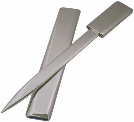 Chrome Rounded Rectangular Letter Opener with Sheath