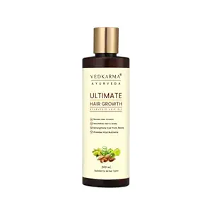 VEDKARMA Ayurveda Ultimate Hair Growth | Ayurvedic Hair Oil | Boosts Hair Growth | Strengthens Hair From Roots | Provides Vital Nutrients | With 20 Powerful Herbs (200Ml)