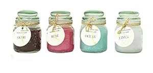 POPULAR Candles Glass Jar Candle, Pack Of 4, Scented