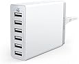Anker 60W 6-Port Family-Sized Desktop USB Charger with PowerIQ Technology for iPhone, iPad, Samsung S6 / S6 Edge, Nexus, HTC M9, Nokia, Motorola and More (White)