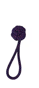 Amazon Brand - Umi Small Handle Ball Knotted Cotton Rope Teeth Cleaning and Chewing Toy for Dog/Puppy - (Navy Blue and Pink)