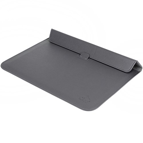 XGUO PU Ledertasche/ Hülle für MacBook Air 13.3 MacBook Pro Retina 13.3 zoll mit Halter Surface Pro 3/4 iPad Pro 12.9 Sleeve Hülle Tasche mit Ständer Erhöhung Schutzhülle(13.3 Zoll, Grau) - 6