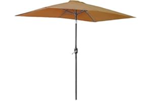 GREEN BAY Greenbay 2x3m Garden Parasol Umbrella Patio Outdoor Sun Shade Aluminium Crank Tilt Mechanism Coffee