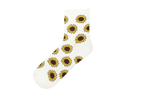 Preisvergleich Produktbild KnöChel-Jungen-MäDchen-WeißE Baumwolle Spaß-Lustige Neuheit Jugend Funky Nette Blumen-Sonnenblume Socken Socks