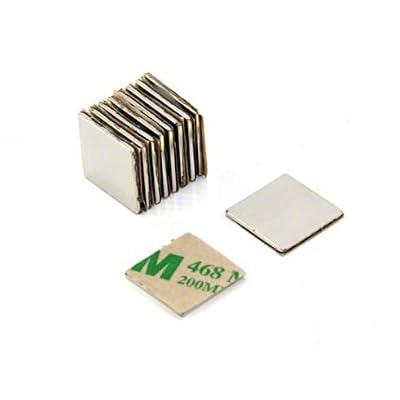 Magnetastico® | 20 pièces d'aimants autocollants au néodyme N52, carré de 10x10x1 mm | Aimants puissants autocollants avec ruban adhésif de la marque 3M | Magnets autocollants N52 avec film autocollant, haut pouvoir d'adhésion