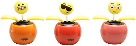 Solar-Activated Rocking Flower Emotion Smiley Set of 3 Assorted Colours and Shapes