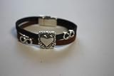  Echtes Lederarmband mit einem Herzen und zwei endlos Schleifen !! Unikat !! Handmade !!