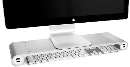 GadgetCenter SpaceBar - Soporte para Monitor con 6 Puertos USB, Plateado