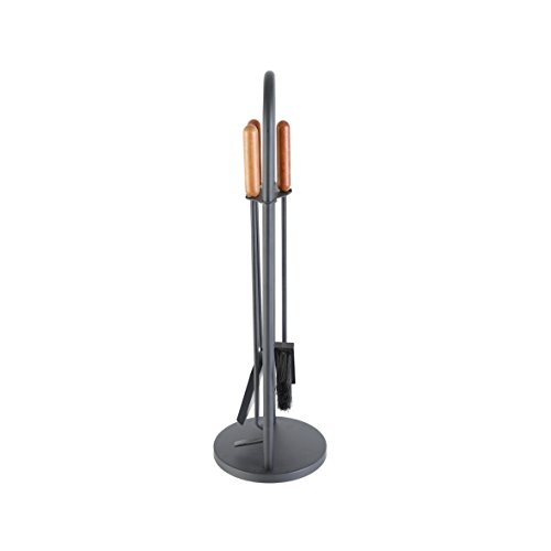 Kamino-Flam Kaminbesteck 3-teilig – Kamin-Zubehör mit Besen / Schaufel / Schürhaken / Ständer – Kamingarnitur in Schwarz – Kamin-Werkzeuge aus Guss-Eisen – Kaminzubehör mit Standfuß für Holzofen - 2