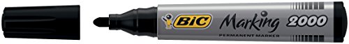 BIC Marking 2000 Permanent Marker ECOlutions / wasserfester Marker mit Rundspitze für viele Oberflächen / 12 schwarze Stifte / Strichstärke 1,7 mm - 11