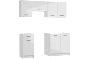 DEFTRANS TRANS - PAL Kitchen Units/Set of 5 / Unit Set Oak or White/Cupboard Cabinet Sink Base & Wall Units (Gloss White)