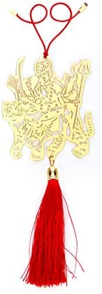ADORAA's Durga MATA Rani Car Hanging Decor for Rear View Mirror in Brass