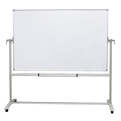 VIZ-PRO Tableau blanc mobile pivotant magnétique Double face, support en acier 1200 x 900 mm