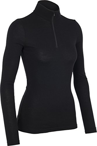 Icebreaker Wmns Everyday LS Half Zip Camiseta con Manga Larga, Mujer, Negro, M