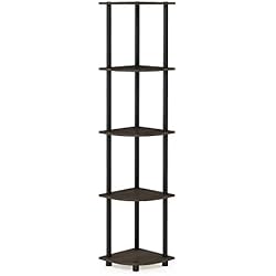 Furinno 99811db-wg/BK Turn-n-Tube 5 étages étagère d'angle, Grain Marron foncé/Noir